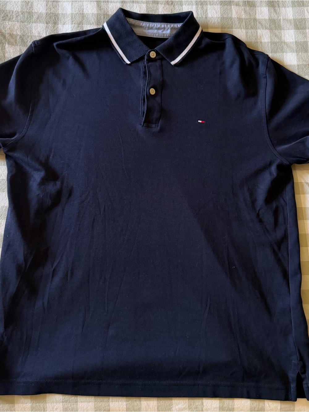 Tommy Hilfiger Men's Navy Polo Shirt with Contrast Collar (Medium)